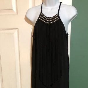 NWT Michael Kors Black fringed front maxi dress